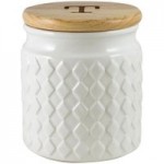 Quilted White Tea Canister White