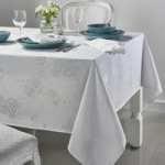 Rose Jacquard White Round Tablecloth White