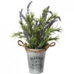Artificial Lavender Planter with Rope Silver