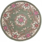 Lotus Premium Aubusson Circle Rug Green