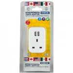 Intercontinental Travel Adaptor with Two USB Ports White