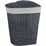 Grey Heart Wicker Laundry Basket Grey