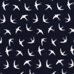 Navy Swallow Print Cotton Poplin Navy