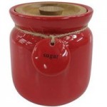 Red Hang Tag Sugar Canister Red