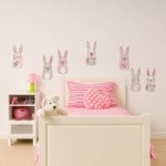 Katy Rabbit Wall Stickers Pink/White/Grey