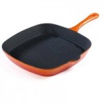 Orange Cast Iron 24cm Grill Pan Orange