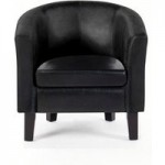 Faux Leather Tub Chair – Black Black