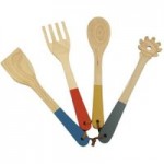 Elements Pack of 4 Wooden Utensils Yellow