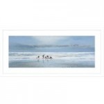 Busy Day at the Beach Framed Print Blue