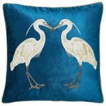 Teal Heron Cushion Teal (Blue)