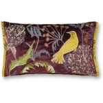 Embroidered Bird Cushion Purple
