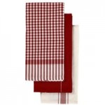 Red Check Pack of 3 Tea Towels Red