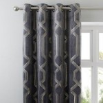 5A Fifth Avenue Bergen Charcoal Eyelet Curtains Charcoal Grey