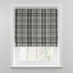 Highland Check Dove Grey Blackout Roman Blind Dunelm (Grey)