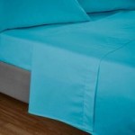 Easycare Plain Dye 100% Cotton 180 Thread Count Vivid Blue Flat Sheet Midnight (Blue)