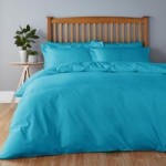 Easycare Plain Dye 100% Cotton Vivid Blue Duvet Cover Midnight (Blue)