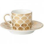 5A Fifth Avenue Bergen Gold Pack of 2 Espresso Cup and Saucer Gold