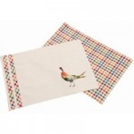 Pheasant Placemats Pack of 2 Beige, Blue and Orange