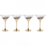 5A Fifth Avenue Pack of 4 Gold Ombre Martini Glasses Silver