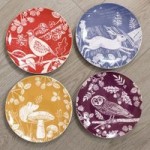 Woodland Pack of 4 Side Plates Red/Blue/Purple/Gold