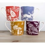 Woodland Pack of 4 Mugs Red/Blue/Gold/Purple