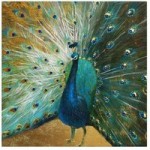 Deco Charm Peacock Embellished Canvas Blue