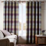 Orkney Purple Check Eyelet Curtains Purple