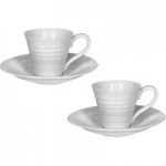 Sophie Conran for Portmeirion Set of 2 Grey Espresso Cups and Saucers Grey