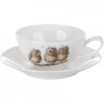 Wrendale Large Owls Cup and Saucer White