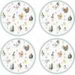 Wrendale Farmyard Feathers Pack of 4 Placemats White