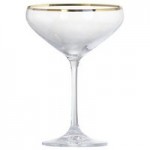 5A Fifth Avenue Pack of 4 Gold Rim Champagne Saucer Clear