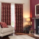 Heritage Bird Red Pencil Pleat Curtains Red