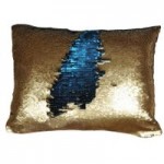 Two Tone Teal Sequin Cushion Teal (Blue)
