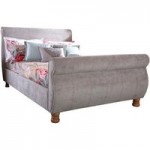 Chicago Upholstered Sleigh Bedstead Silver