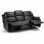 Anton Bonded Leather Reclining 3 Seater Sofa Black