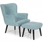 Oban Wingback Chair and Footstool Blue