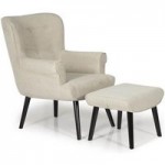 Oban Wingback Chair and Footstool Beige