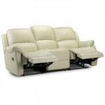Anton Bonded Leather Reclining 3 Seater Sofa Cream