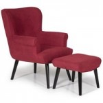 Oban Wingback Chair and Footstool Red