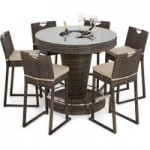 Maze Rattan Brown 6 Seat Bar Set with Ice Bucket Table Brown