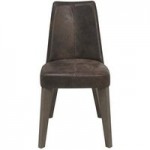 Cadell Distressed Faux Leather Pair of Dining Chairs Brown