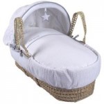 Clair de Lune Silver Lining White Palm Moses Basket White
