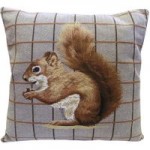 Tapestry Squirrel Cushion Brown