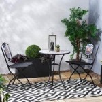 3 Piece Mosaic Bistro Patio Garden Furniture Set Black and Brown