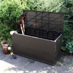 Rattan Effect Storage Chest Brown