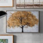 Midas Tree Framed Canvas Print Beige / Brown / Black