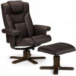 Malmo Swivel Recliner Armchair and Footstool – Brown Brown
