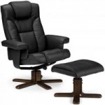 Malmo Swivel Recliner Armchair and Footstool – Black Black