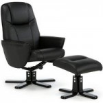 Bergen Swivel Recliner Chair with Footstool Black