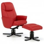 Bergen Swivel Recliner Chair with Footstool Red